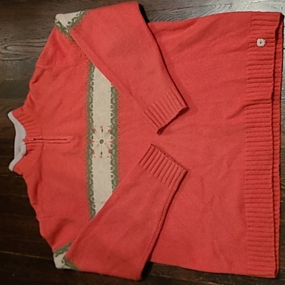 WoolRich Lambs Wool Winter Coral Heather Fair Isle 1/4 Zip Wmns 2XL Sweater Warm - Picture 4 of 16